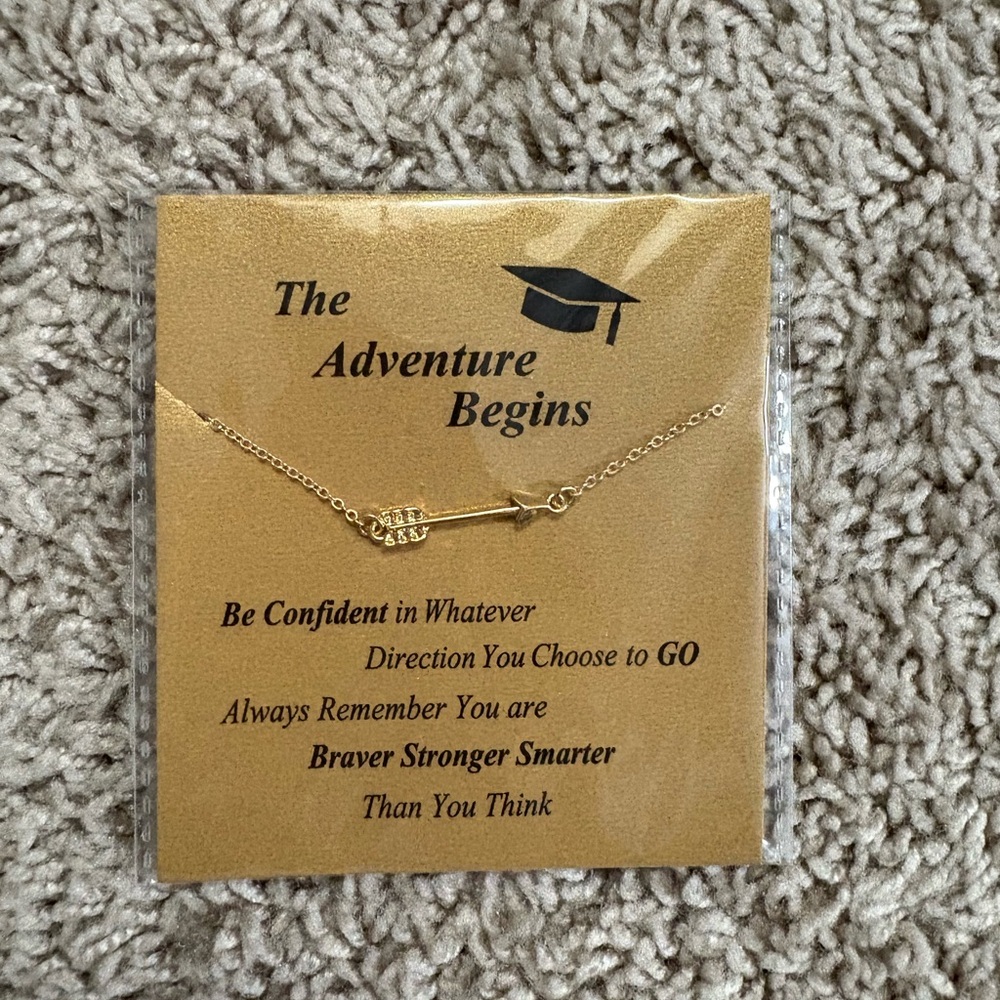 Gold Arrow Necklace with Inspirational Card